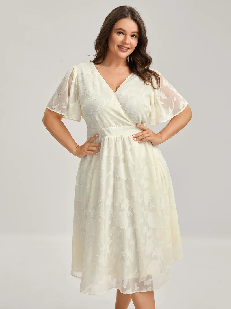 Back Tie-Up Sheer Textured Midi Dress