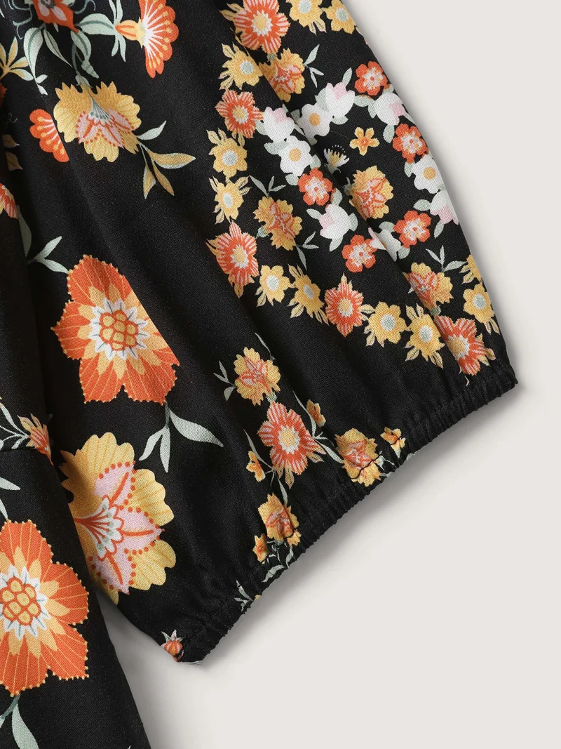Boho Print Waist Stretchy Midi Dress