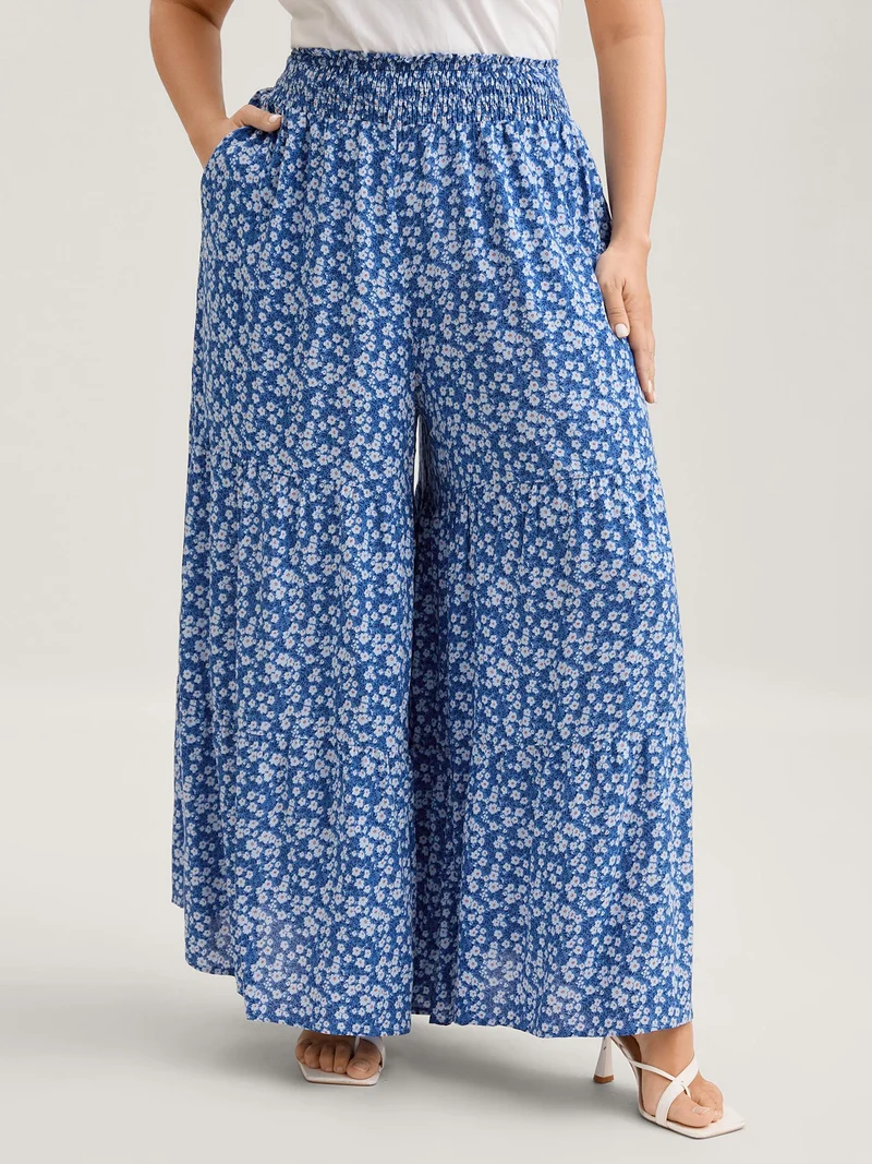 Ditsy Floral Print Extra Wide-Leg Pants