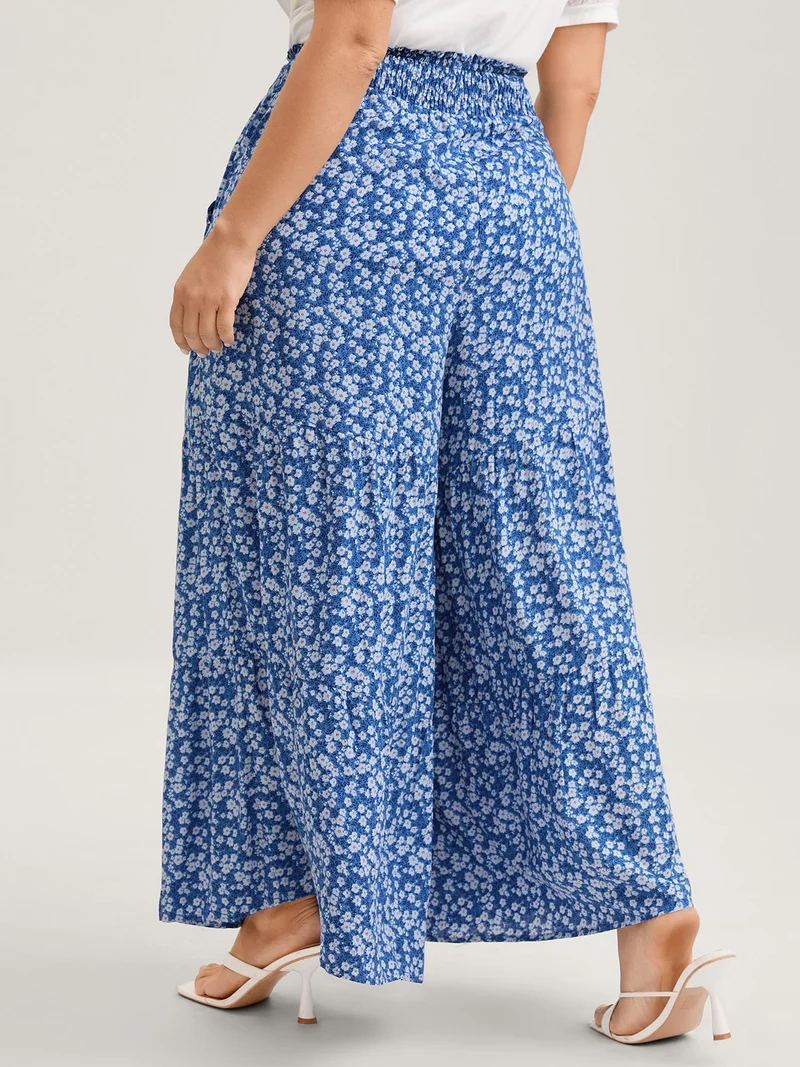 Ditsy Floral Print Extra Wide-Leg Pants