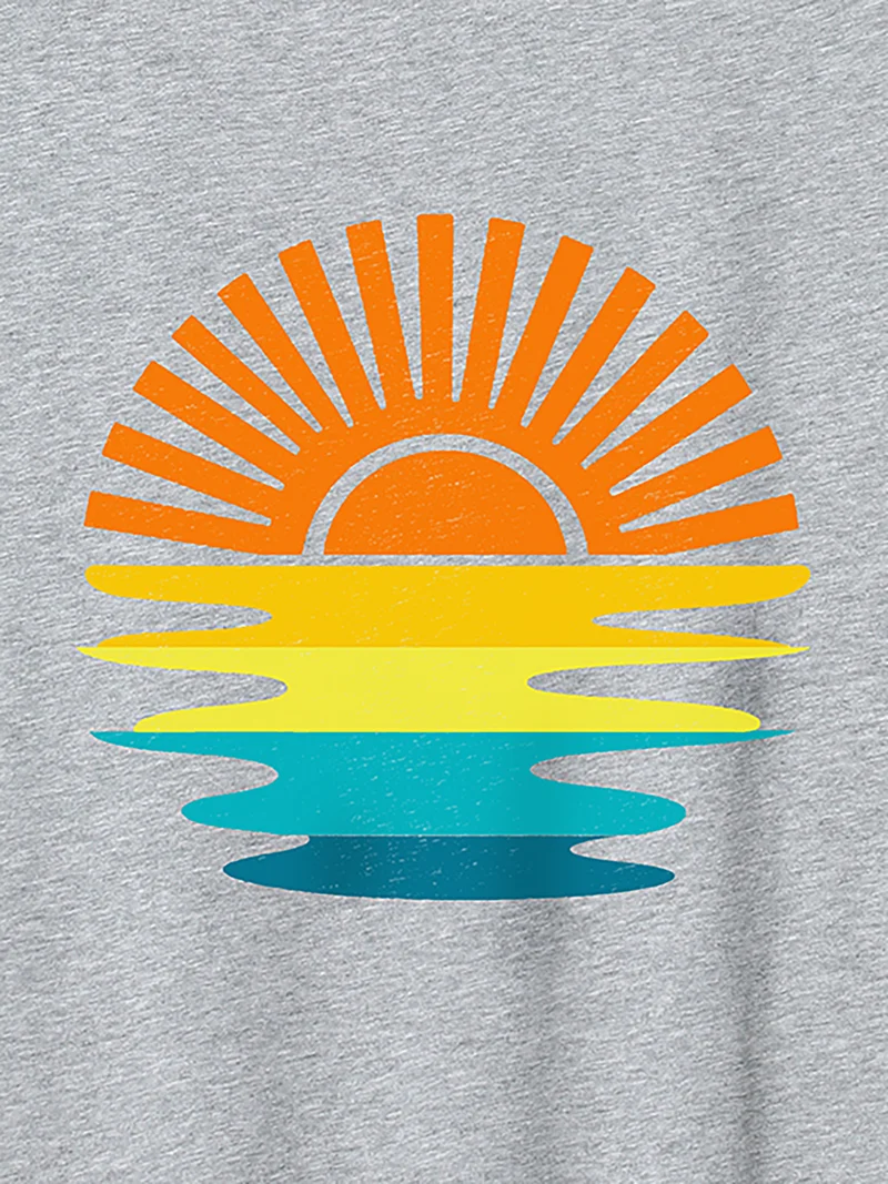 Colorful Sunrise Print Round Neck T-Shirt
