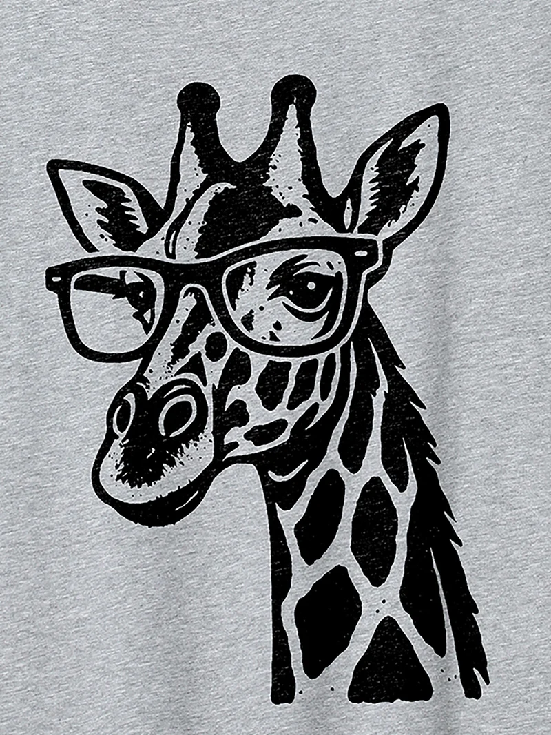 Giraffe Print Round Neck T-Shirt