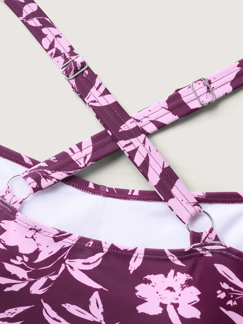 Floral Twist Ruched One-Piece Swimsuit