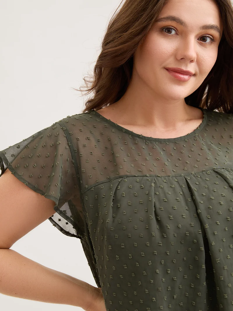 Textured Bust-Ease Ruffled Sleeve Blouse