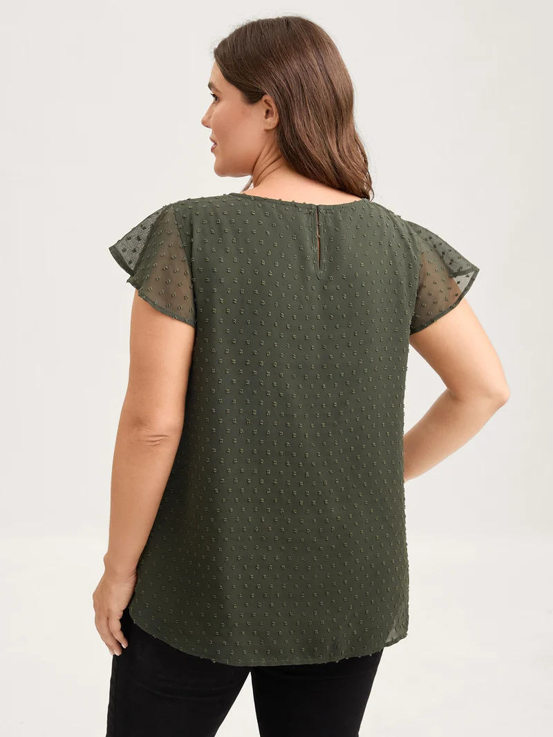 Textured Bust-Ease Ruffled Sleeve Blouse