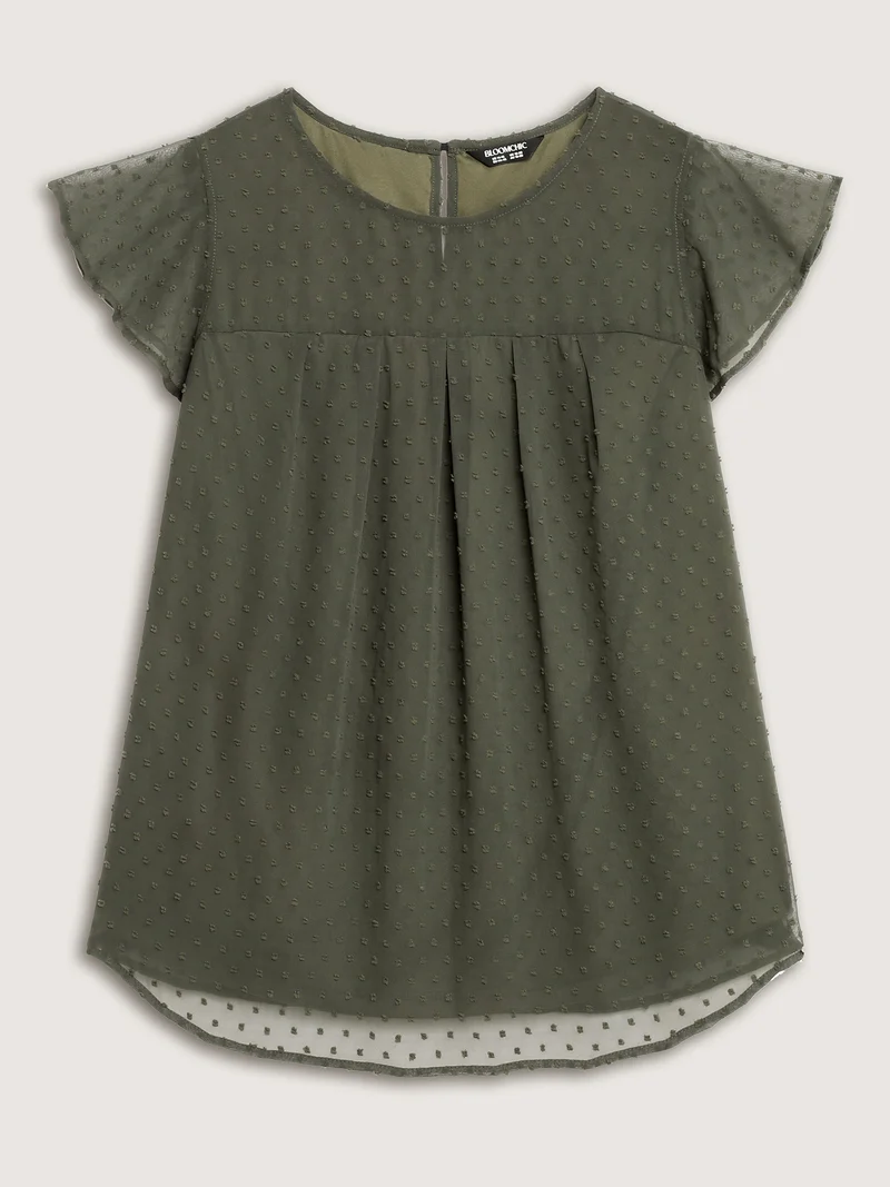 Textured Bust-Ease Ruffled Sleeve Blouse