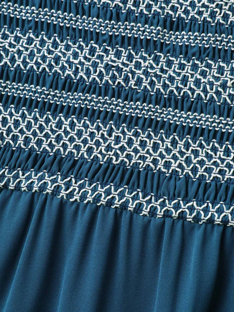 Fancy Shirred Flutter Tiered Pockets Midi Dress