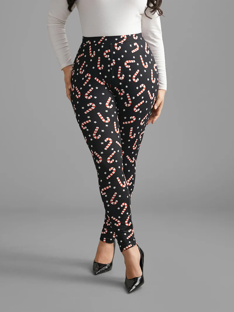 Colorful Bulb Print Festive Leggings