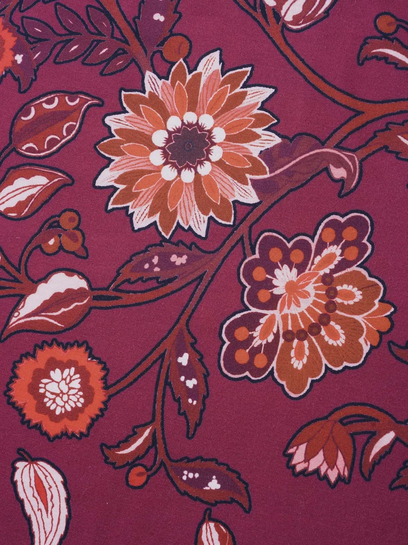 Floral Print Round Neck Fitted Tee