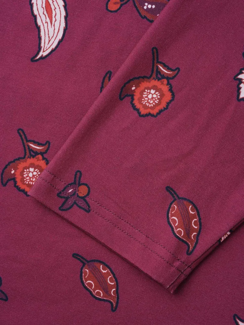 Floral Print Round Neck Fitted Tee