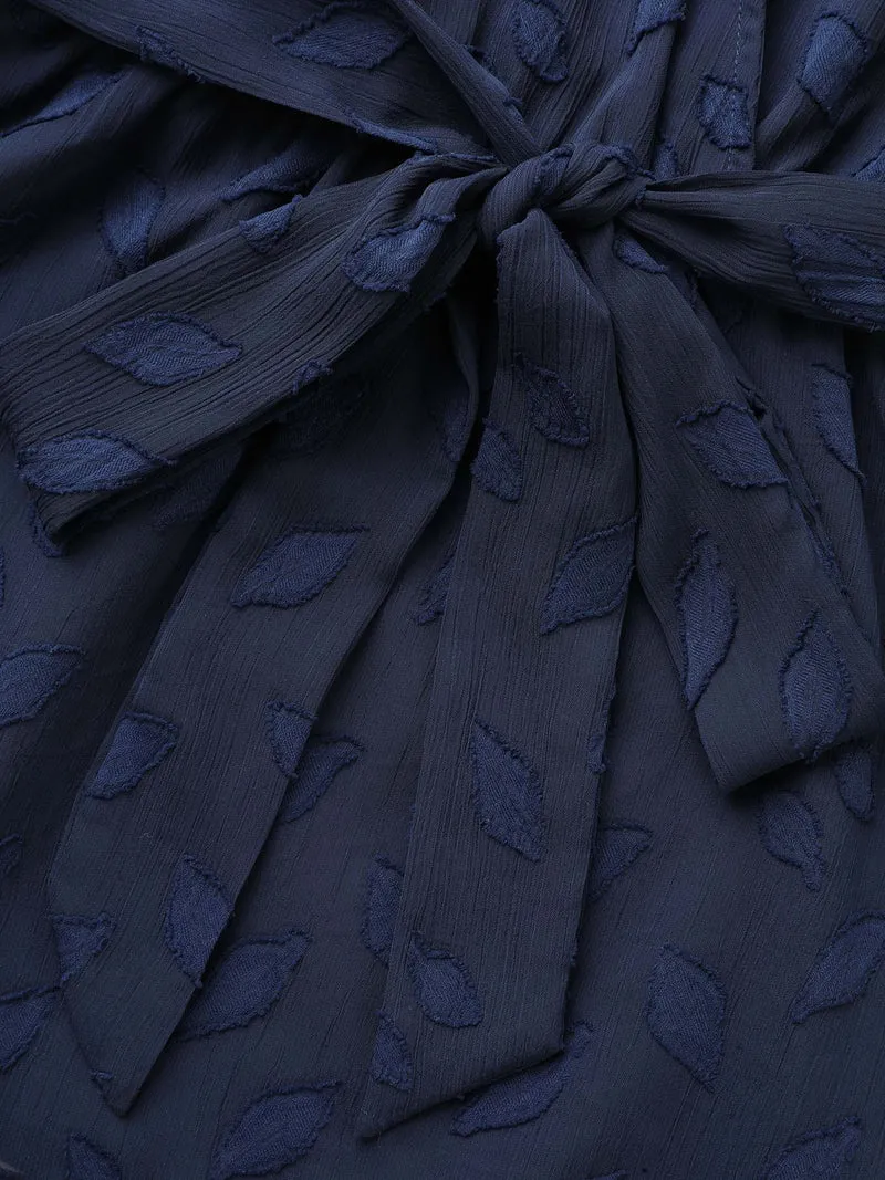 Burn-out Fabric Surplice Neckline Shirt