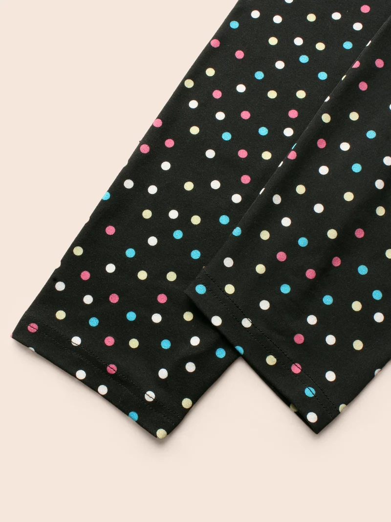 Color Polka Dot Mid Rise Skinny Leggings