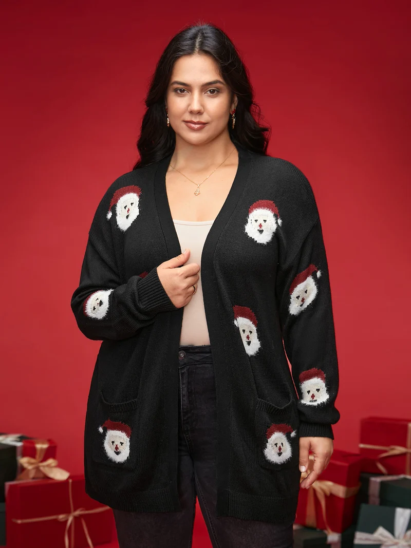 Jolly Fellow Pattern Open Knit Cardigan