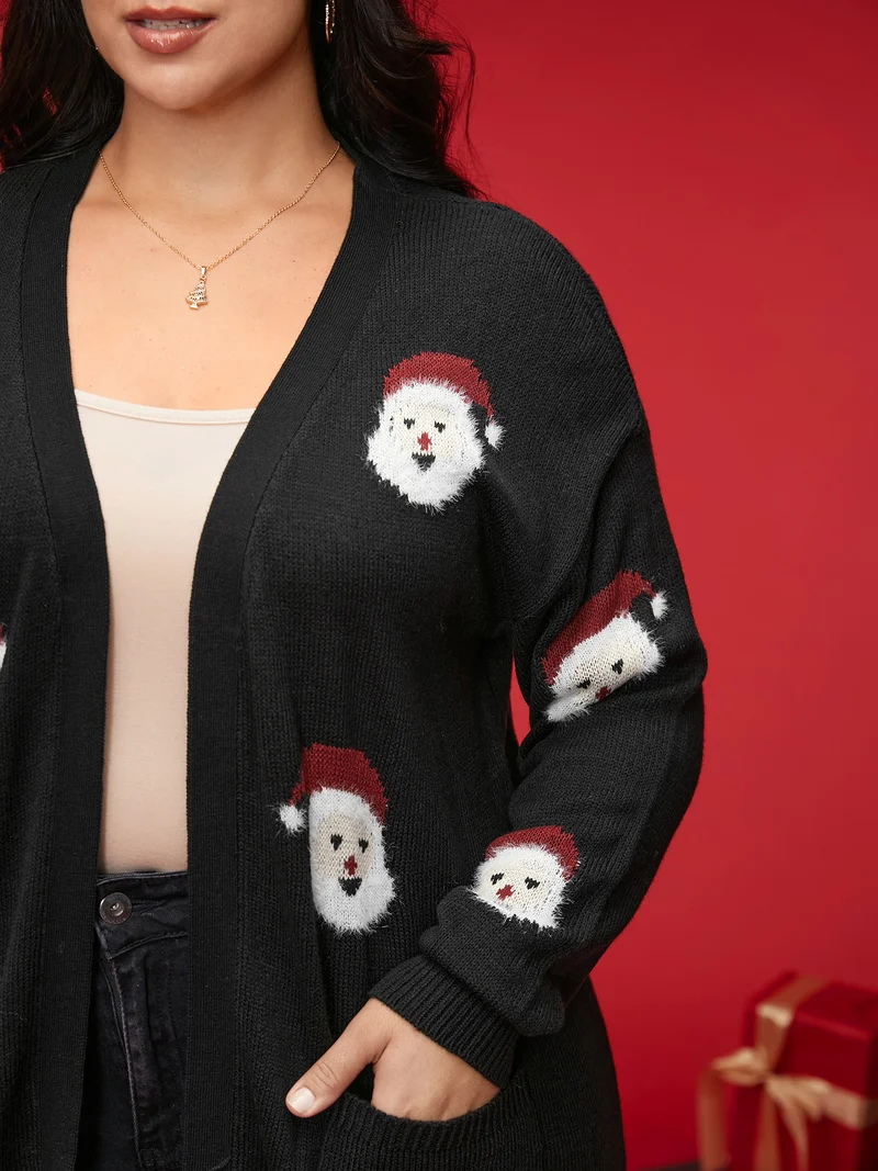 Jolly Fellow Pattern Open Knit Cardigan