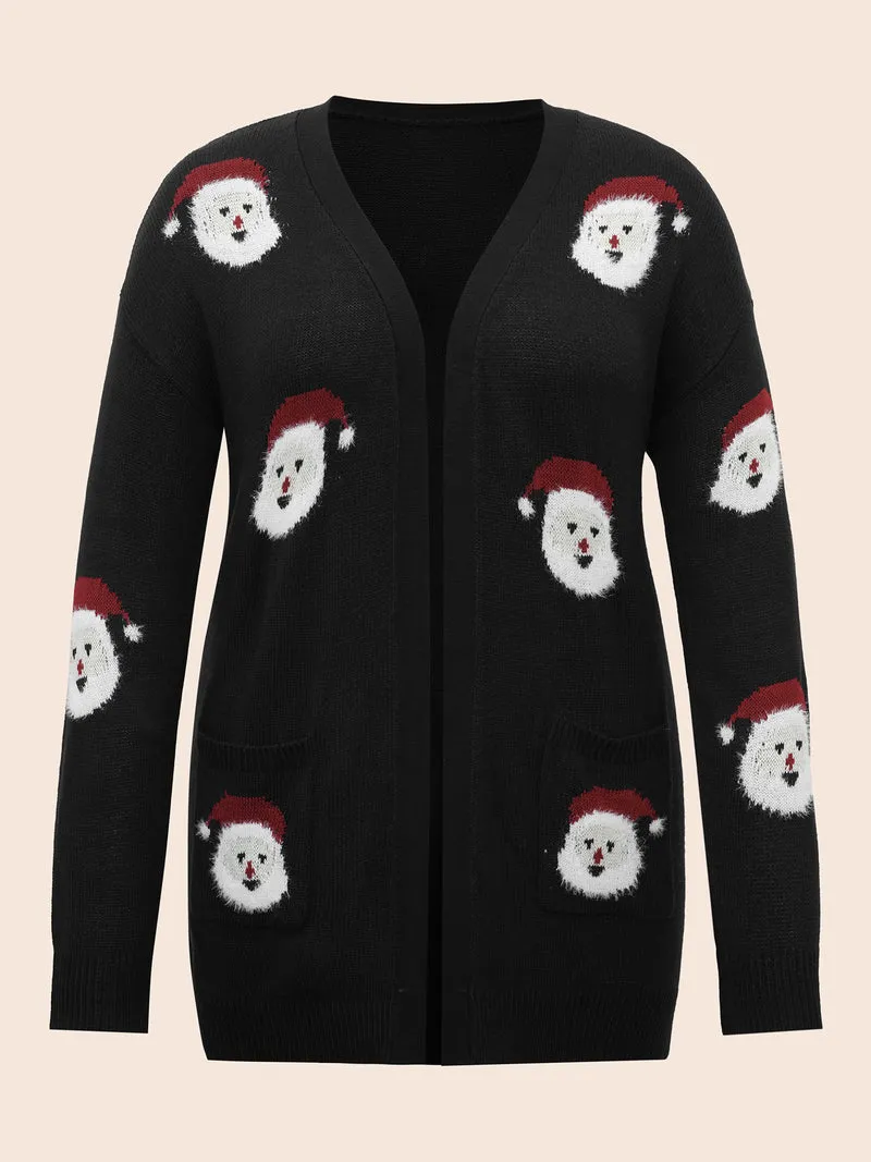 Jolly Fellow Pattern Open Knit Cardigan
