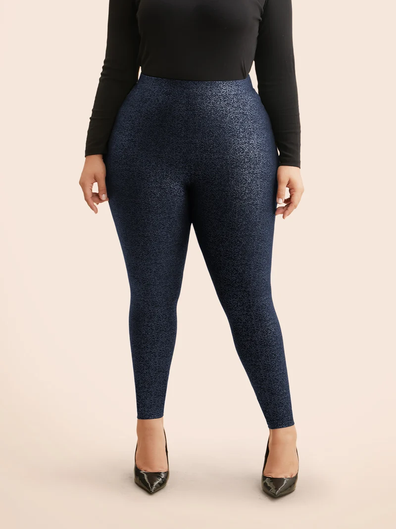 Glitter Pleated Skinny Leggings