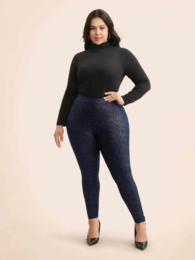 Glitter Pleated Skinny Leggings