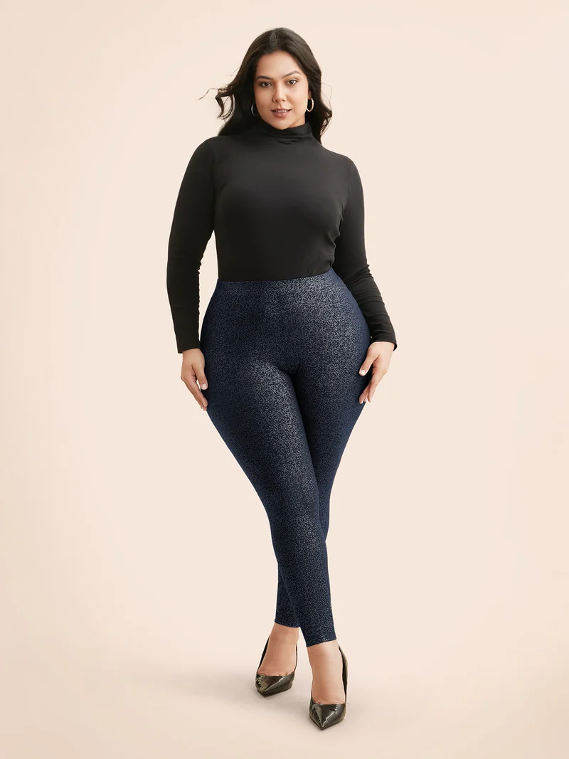 Glitter Pleated Skinny Leggings
