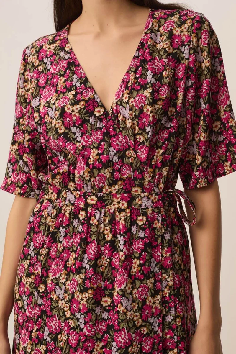 Robe midi Elaly portefeuille à manches fluides