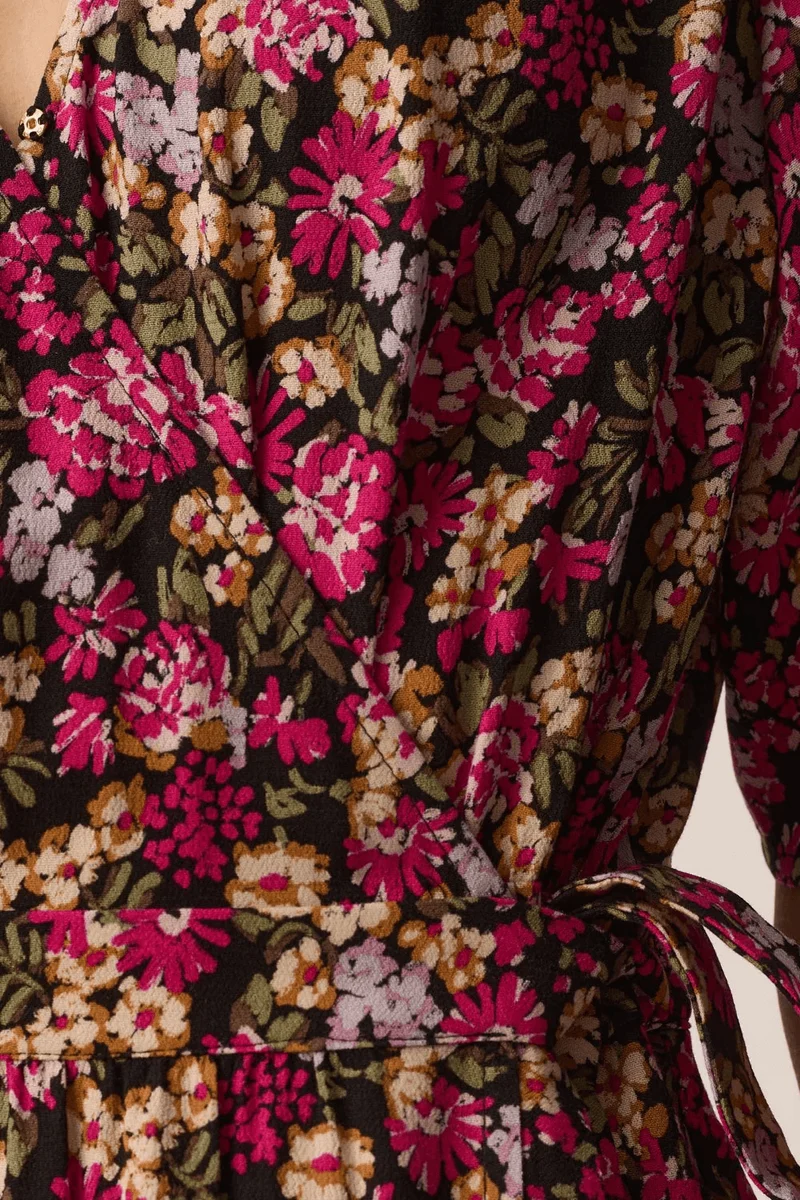 Robe midi Elaly portefeuille à manches fluides
