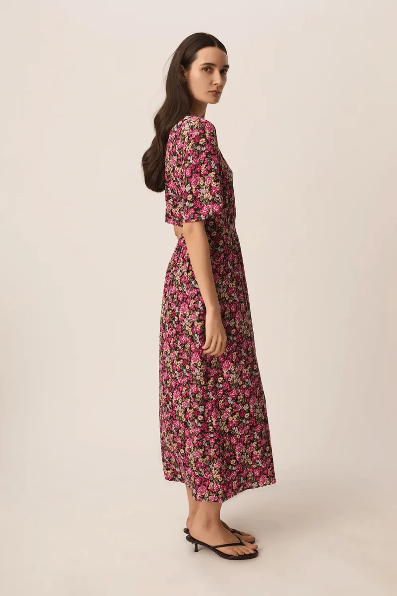 Robe midi Elaly portefeuille à manches fluides