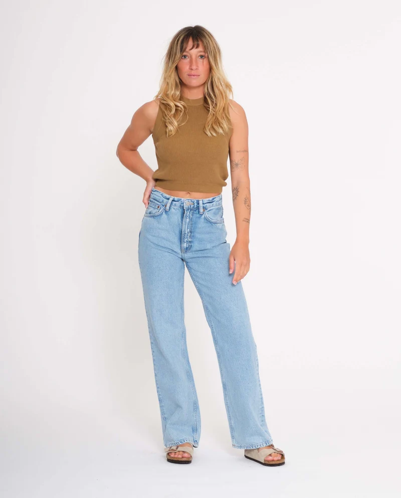 Jean ample en coton bio Clean Eileen Sunny Blue