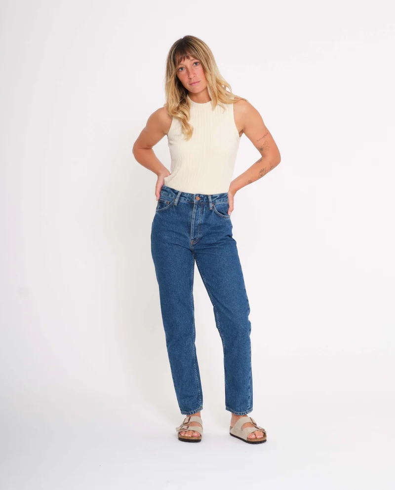 Jean mom en coton bio Breezy Britt 90s Stone