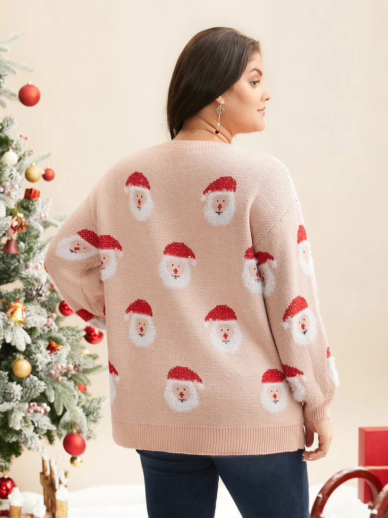 Holiday Printed Balloon Sleeves Pullover
