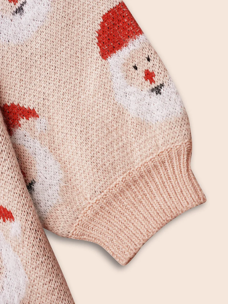 Holiday Printed Balloon Sleeves Pullover