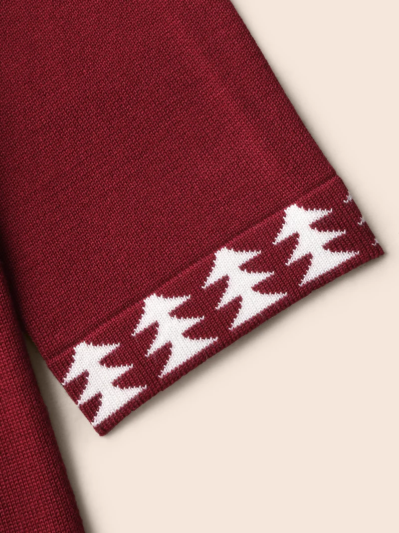 Holiday Pattern Hem Lapel Collar Knit Cardigan