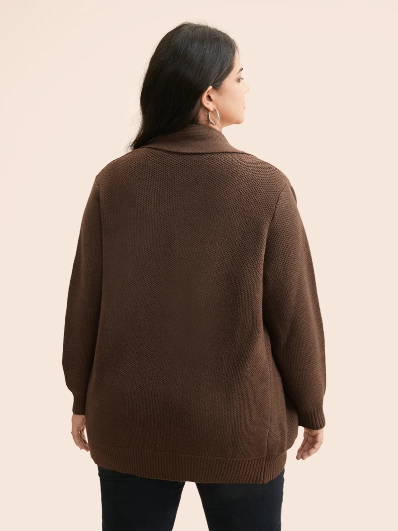 Supersoft Essentials Textured Lapel Collar Cardigan