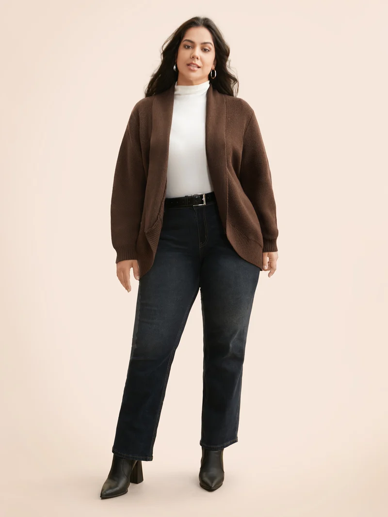 Supersoft Essentials Textured Lapel Collar Cardigan