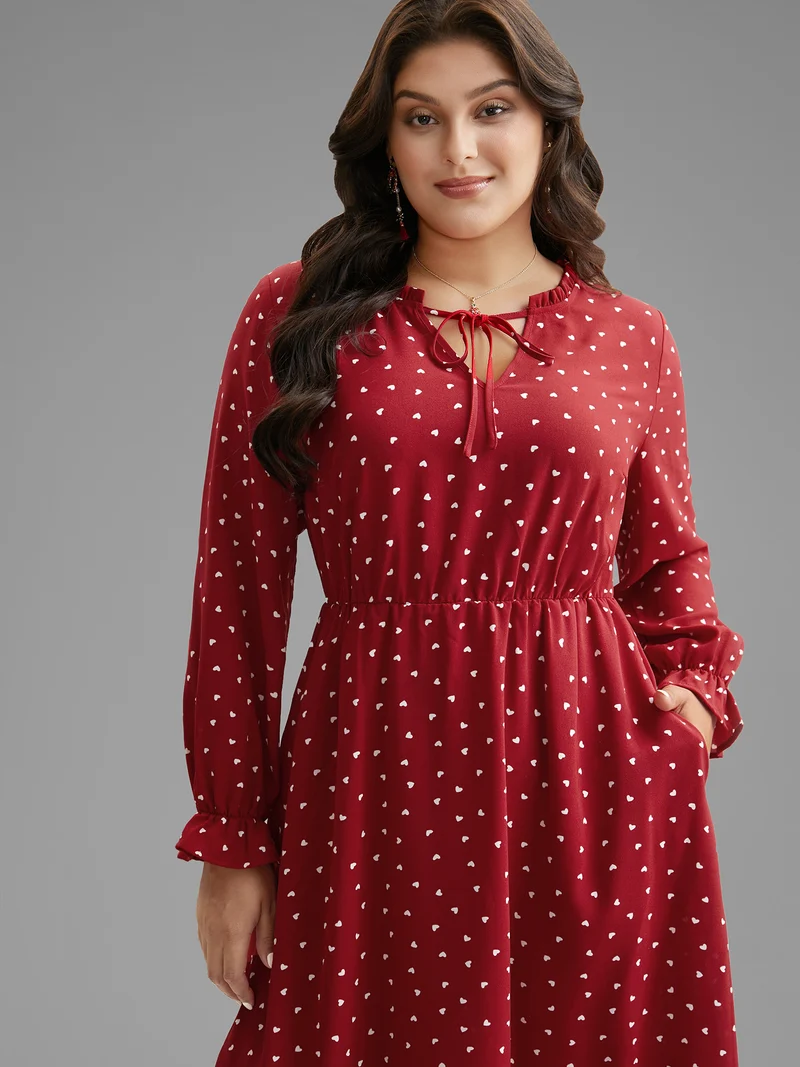 Polka Dot Tiered Hem Midi Dress