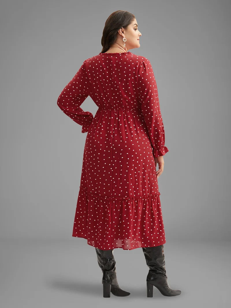 Polka Dot Tiered Hem Midi Dress