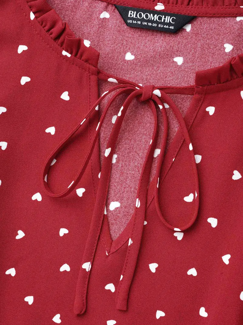 Polka Dot Tiered Hem Midi Dress