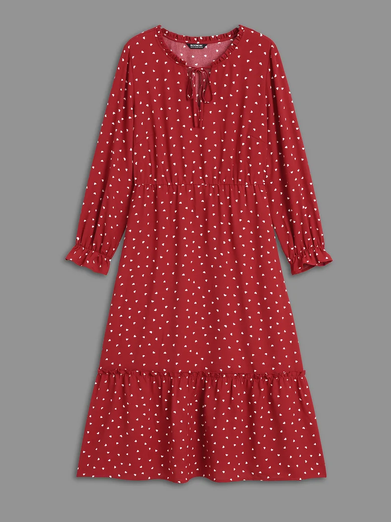 Polka Dot Tiered Hem Midi Dress