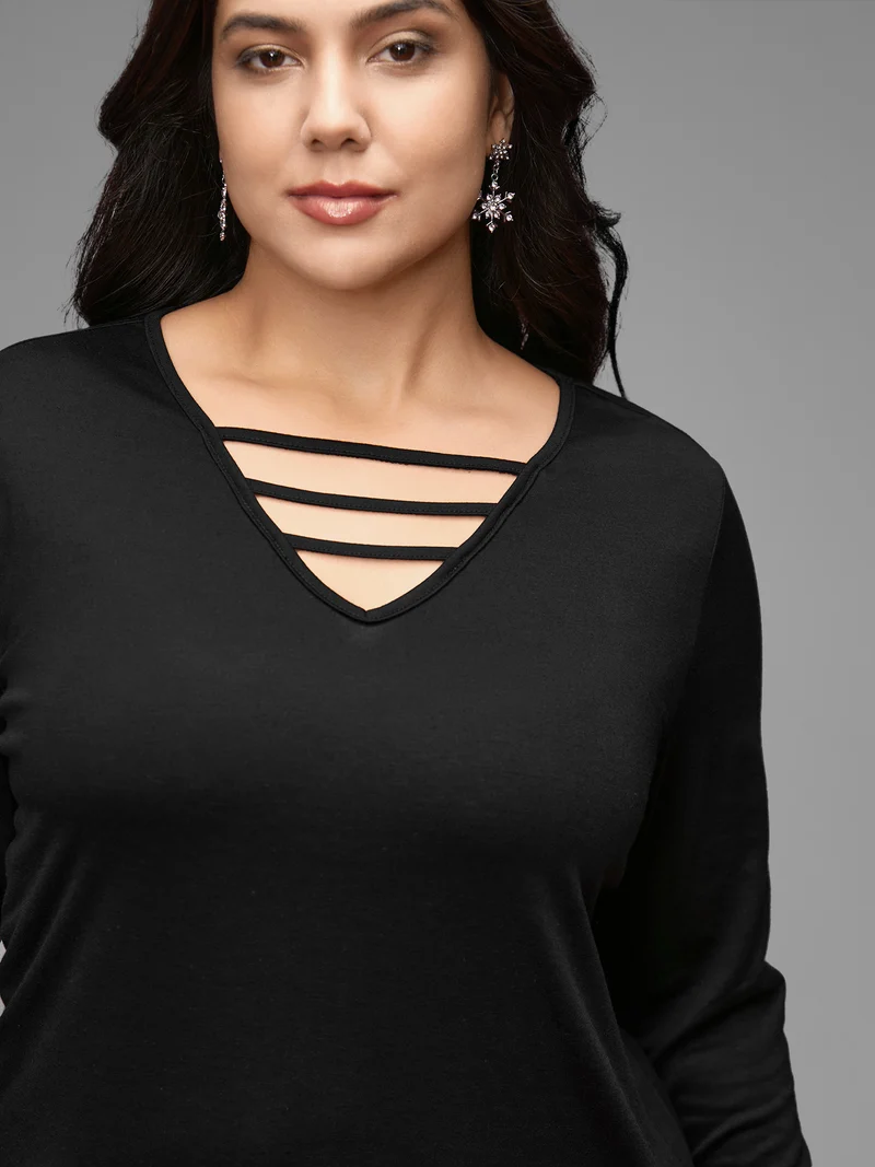 V-neck Cut Out Straight Fit Tee