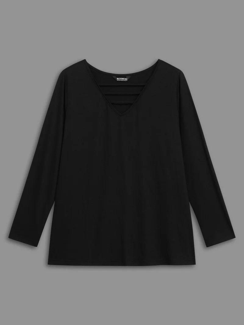 V-neck Cut Out Straight Fit Tee