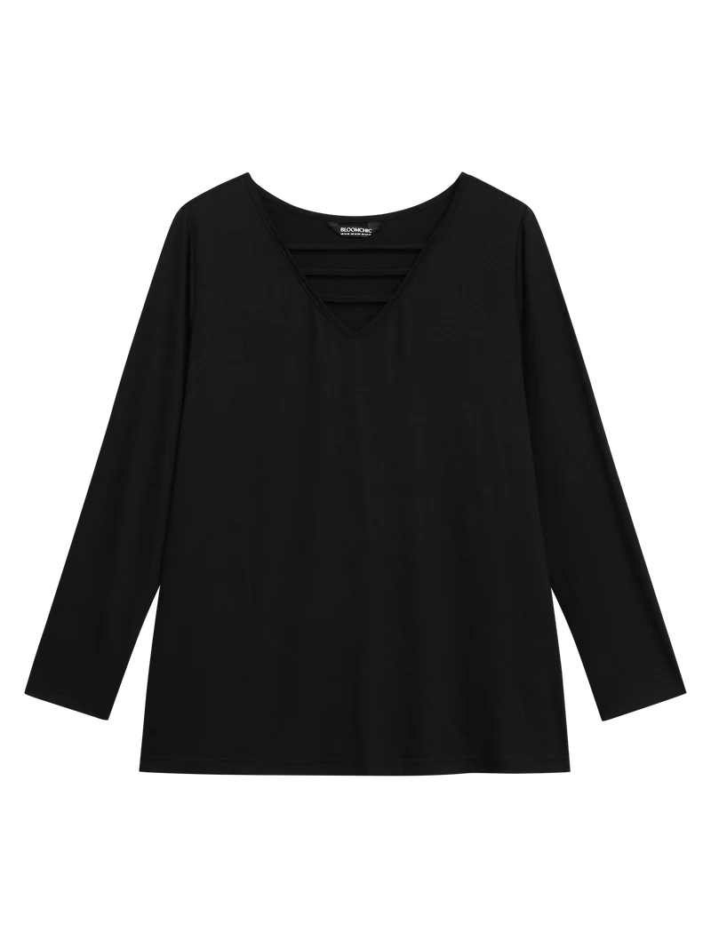 V-neck Cut Out Straight Fit Tee