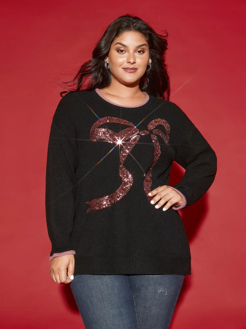 Supersoft Essentials Sequin Embroidery Bow Detail Pullover