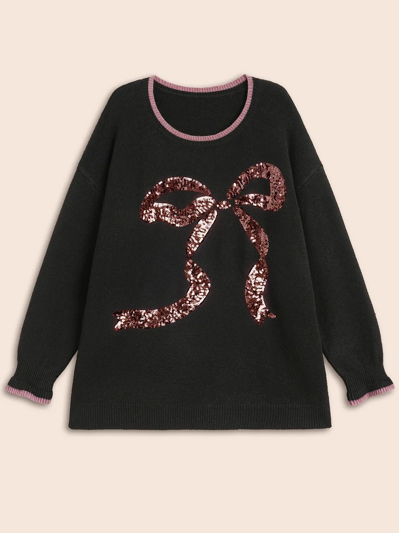 Supersoft Essentials Sequin Embroidery Bow Detail Pullover