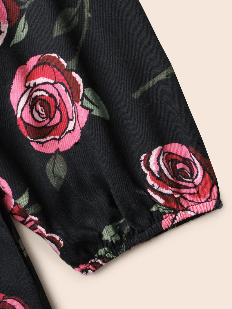 Floral Heart Neckline Cross Straps Dress