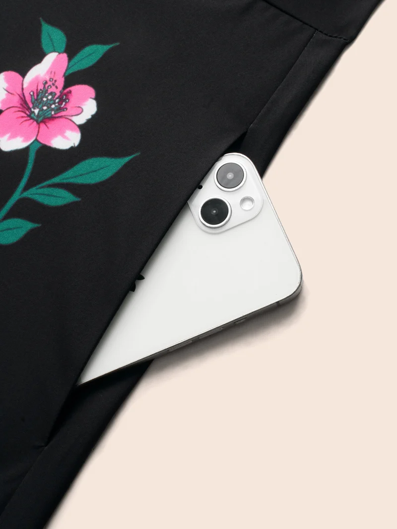 V Neck Floral Button Detail Dress