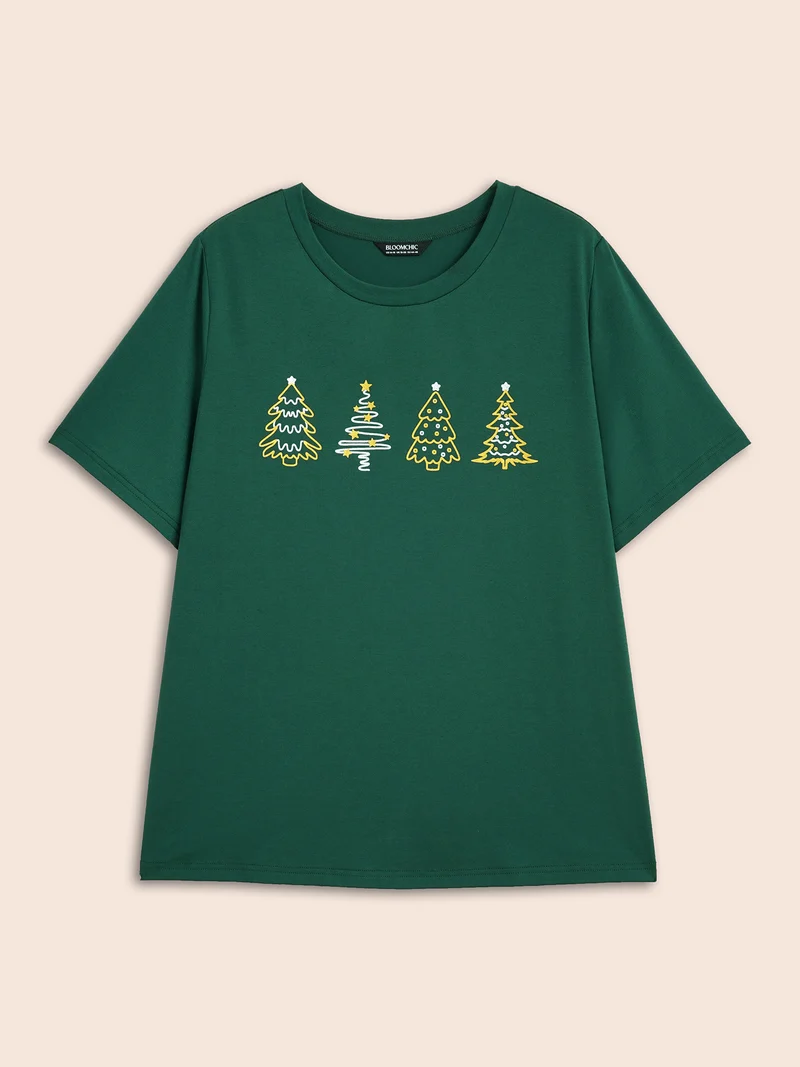 Shimmering Trees Half Sleeves Slim-Fit Tee