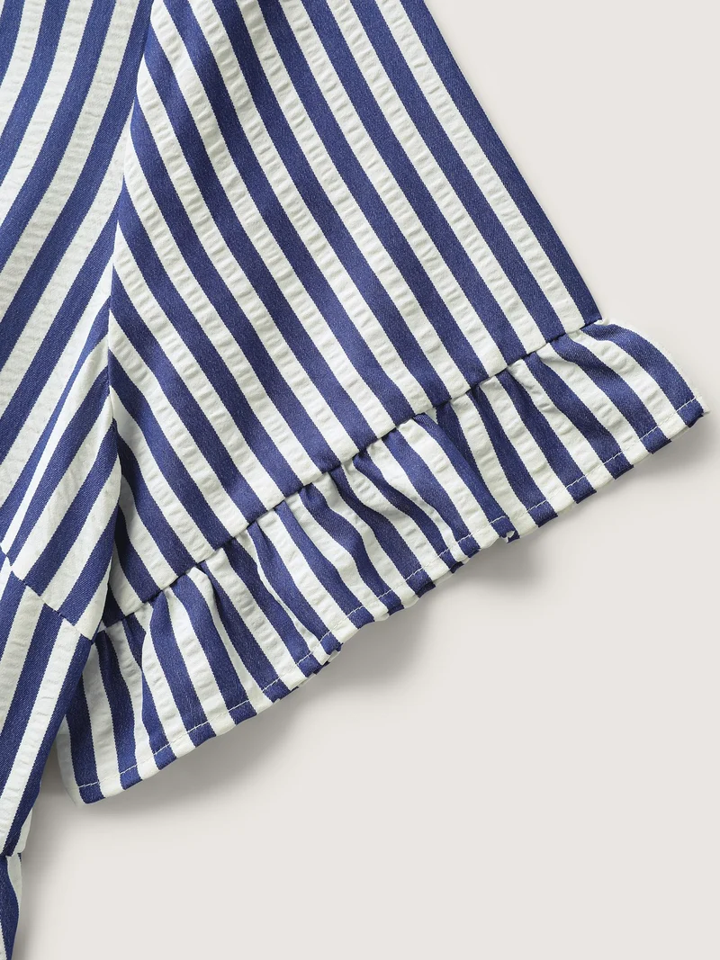Striped Tie-Front Midi Shirt Dress