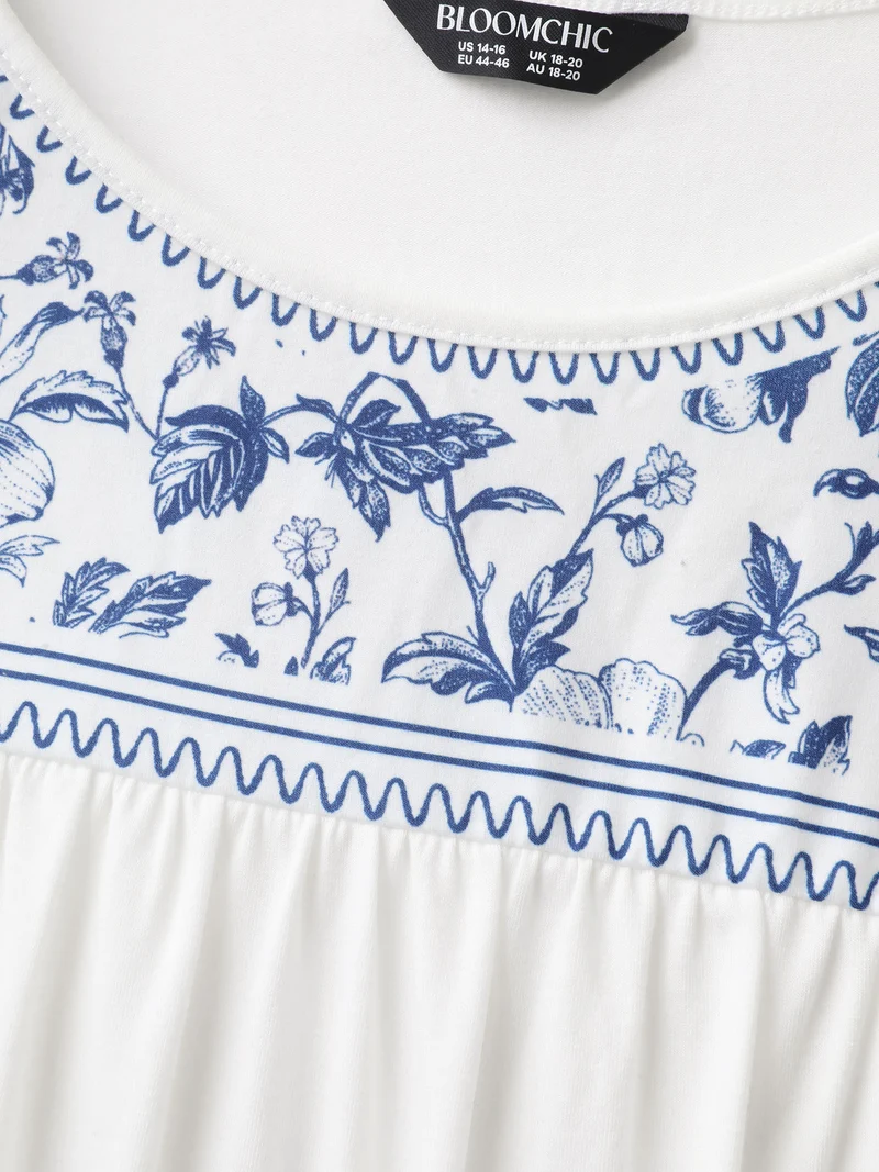 Floral Flowy Knit Solid T-Shirt