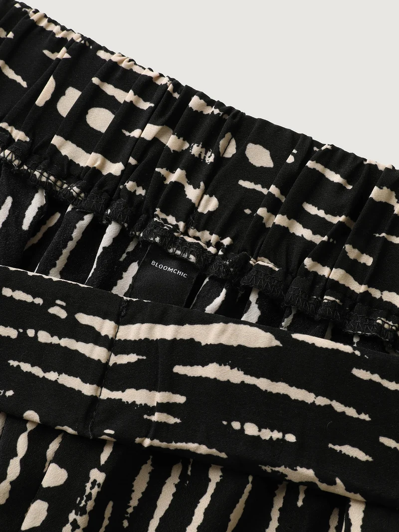 Geometric Pattern Cropped Wide-Leg Pants
