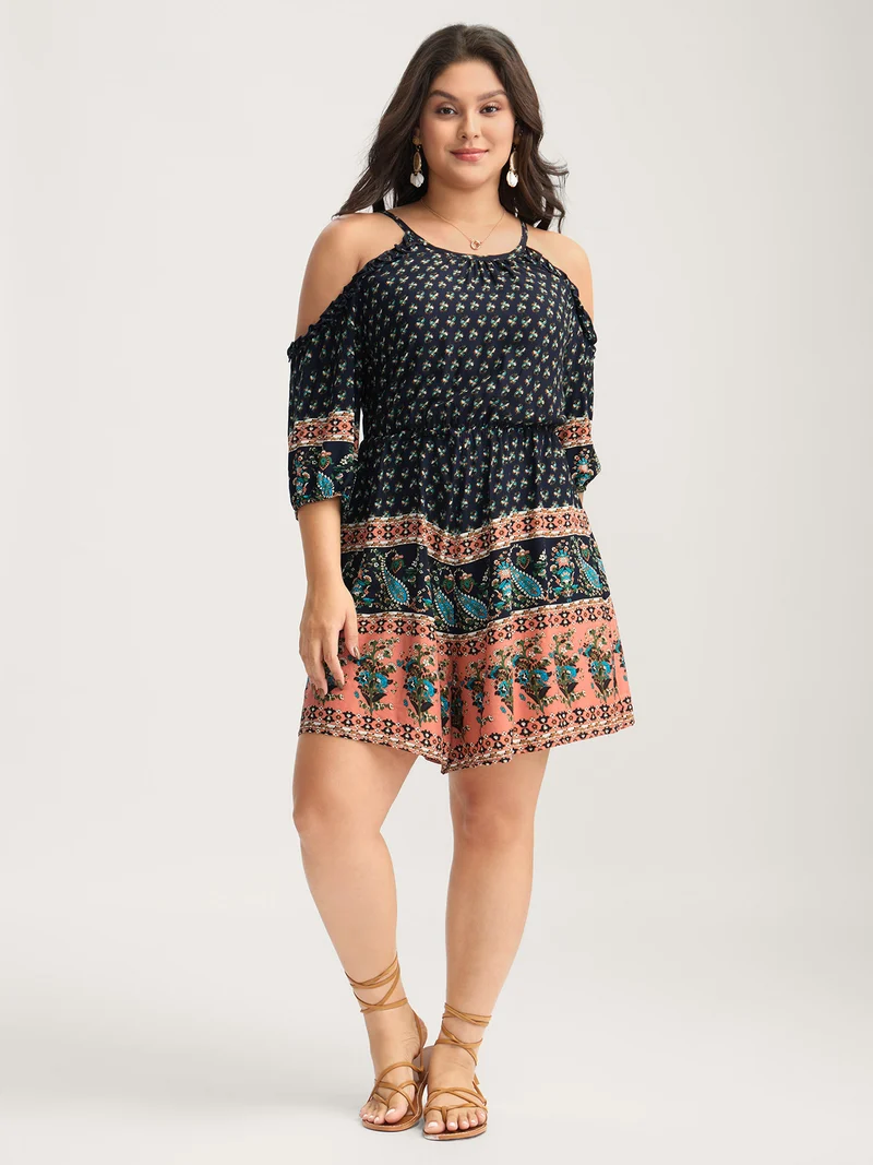 Rayon Off-Shoulder Stretchy Boho Romper