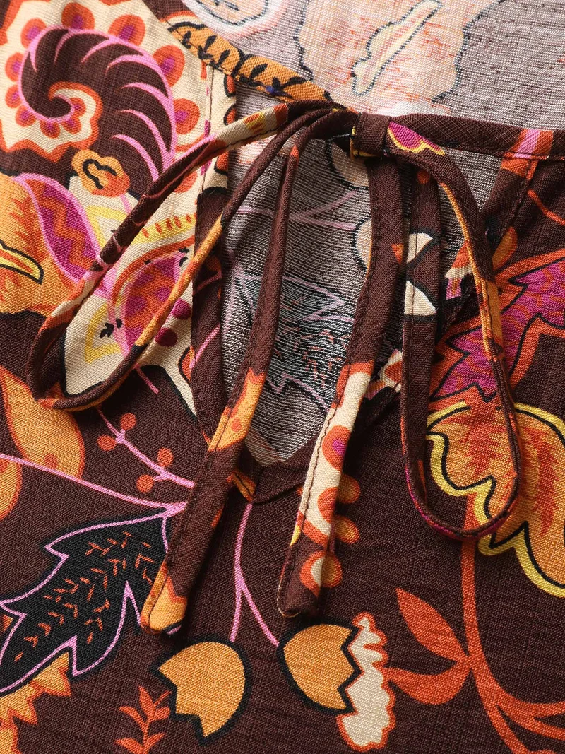 Boho Print Stretchy Waist Maxi Dress