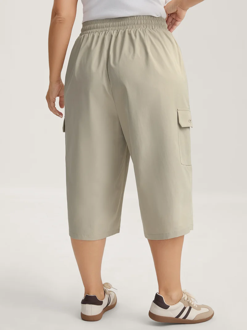Waist Drawstring Pockets Straight-Leg Pants